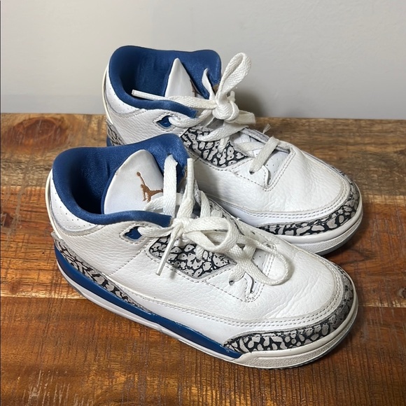 Jordan Other - White and Blue Jordan 3 Retro Sneakers, Size 10c